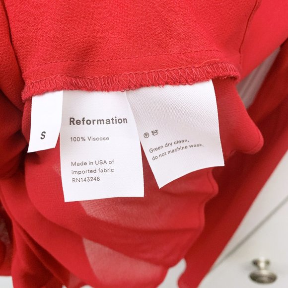Reformation Red Wrap Blouse Size Small - Picture 9 of 9